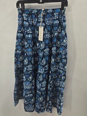 Jennifer & Grace Blue Patterned Boho Tiered Maxi Skirt Size XS NWT